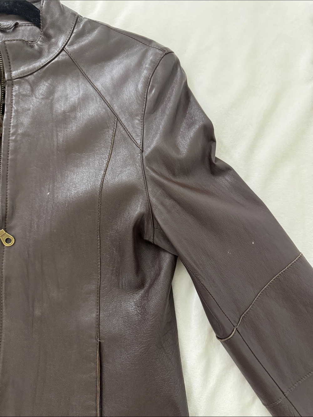 Wilsons Leather Women's Brown Zip-Front Leather Jacket, genuine leather, s/m - Picture 4 of 7